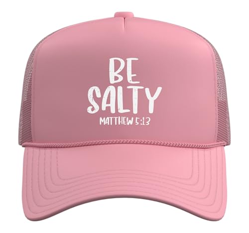 Be Salty Matthew 5:13 Bible Verse God Jesus Faith Christian Trucker Hat with Adjustable Mesh Back - color: Pink