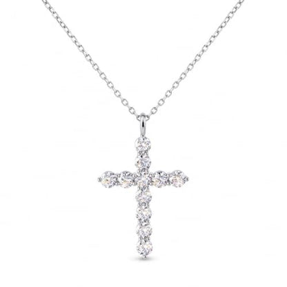 Moissanite Cross Necklace for Women, 1.1CT, S925 Sterling Silver - color: Silver Tone
