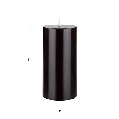Mega Candles 1 pc Unscented Solid Black Pillar Candles, Hand Poured Premium Wax Candle 3 Inch x 6 Inch, Home Décor, Spas, Weddings, Occasions, Party, Centerpieces, Holidays, Vigils, Prayers - color: Black, size: 1 Piece