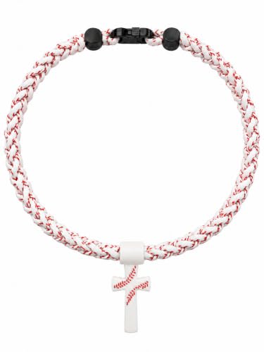 ZHZ Baseball Necklace with Cross Pendant - color: Baseball Stitch
