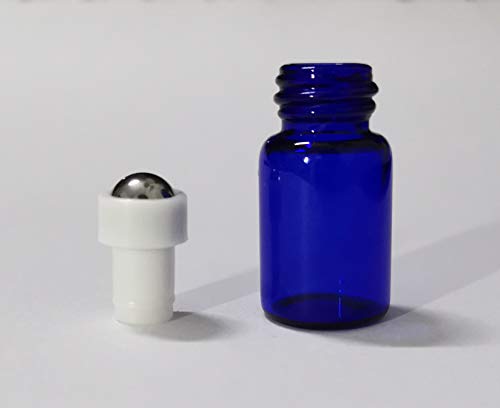 20 Pack Set 2ML(5/8 Dram) Mini Sample Roll Glass Bottles for Essential Oils Roller Refillable Perfume Roll Bottle (2ML Blue) - color: 2ML Blue