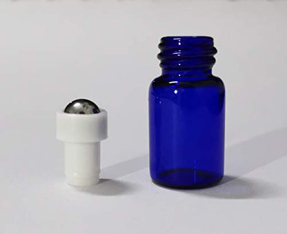 20 Pack Set 2ML(5/8 Dram) Mini Sample Roll Glass Bottles for Essential Oils Roller Refillable Perfume Roll Bottle (2ML Blue) - color: 2ML Blue