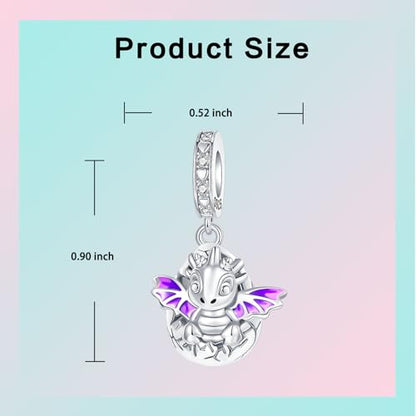 LUXILLA 925 Sterling Silver Charm Golden Family Tree Sparkling Cross Cute Dragon Charms Fits Bracelets Necklace Pendant Bead Jewelry Gift for Women Family Friends - color: Cute Dragon Dangle Charm
