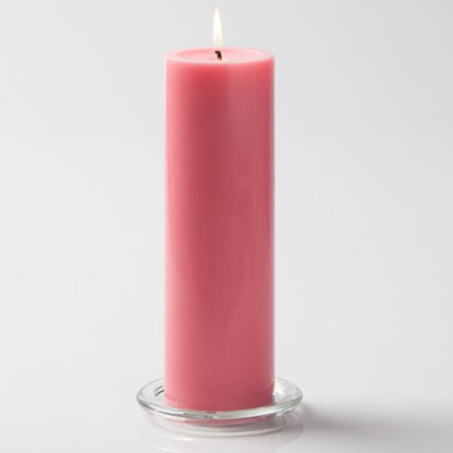 12 Eastland Glass Cylinder Vases 10.5" and 12 Pink Richland Pillar Candles 9" - color: Pink, size: 9"