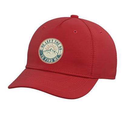 He Left The 99 to Find Me Retro Christian Bible Verse Adjustable Baseball Hat - color: Red