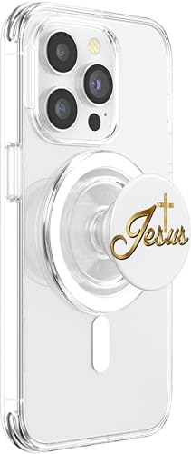 Christian Gift Idea Jesus Cross Faith Bible Gold White Mary PopSockets PopGrip for MagSafe - style: Magnetic PopGrip