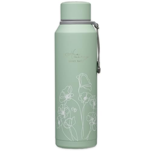 Christian Art Gifts Stainless Steel Insulated Double Wall Vacuum Spill-proof Water Bottle for Women: His Mercy Never Fails - Encouraging Drinkware for Hot/Cold All Day Temp, Teal Floral, 24 fl. oz. - color: His Mercy/Teal