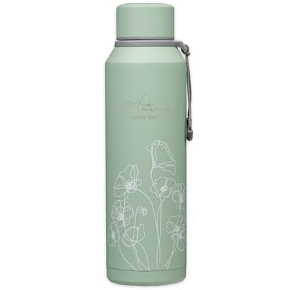 Christian Art Gifts Stainless Steel Insulated Double Wall Vacuum Spill-proof Water Bottle for Women: His Mercy Never Fails - Encouraging Drinkware for Hot/Cold All Day Temp, Teal Floral, 24 fl. oz. - color: His Mercy/Teal