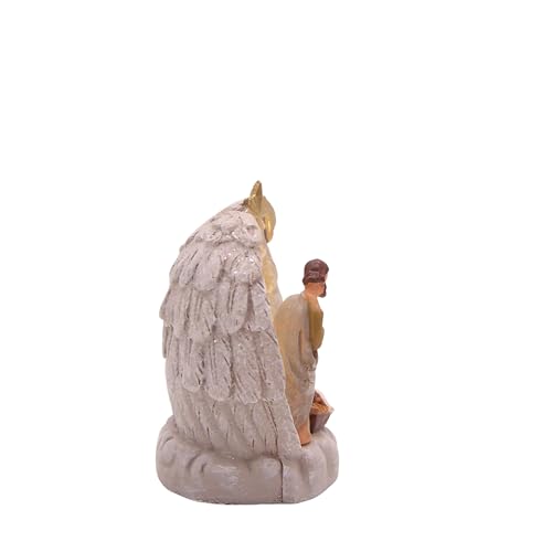 Wowser Lighted Holy Family Under Angel Wings Figurine, LED Nativity Christmas Decoration, Religious Christian Tabletop Holiday Décor, Resin Freestanding Christmas Display, 3.75 Inch