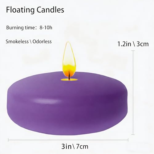 Purple Floating Candles 3 Inch 12 Pack - color: Purple, size: D：3 in