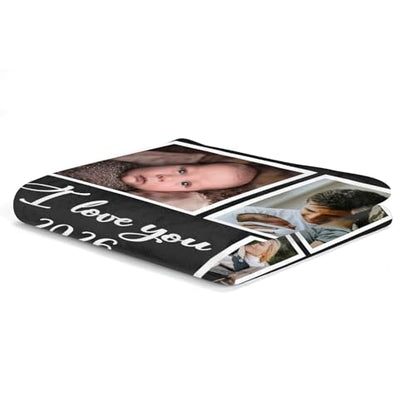 inkArts Custom Blanket with Photo, Personalized Blanket, Customized Photo Blankets, Custom Picture Blankets, Personalized Photo Gifts for Women Men Mom Dad Baby Kid Family Pet - color: 5 Photos