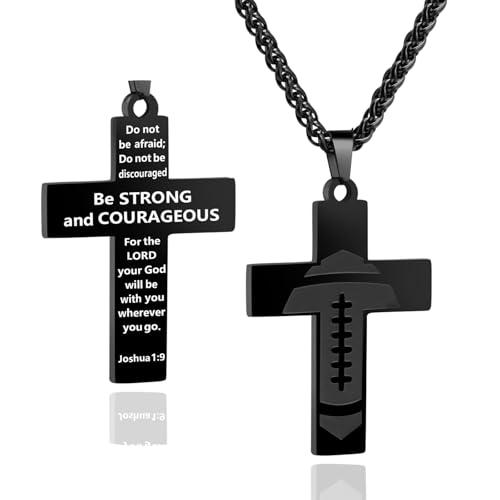 Smilelife Soccer Baseball Basketball Football Cross Necklace for Boys Men - style: Football