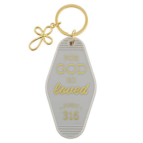 Creative Brands Faithworks - Inspirational Vintage Style Motel Key Ring, 3.5 x 2-Inch, God So Loved - color: God So Loved, size: 3.5 x 2-Inch