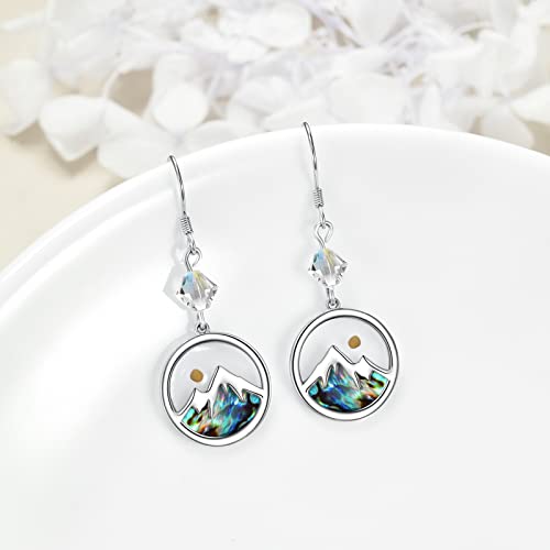 AOBOCO Mustard Seed Earrings for Women Sterling Silver Mountain Cross Earrings Dangle Christian Religion Jewelry Mothers Day Birthday for Mom Wife Friends - style: Round Crystal Earring