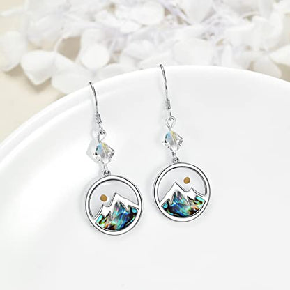 AOBOCO Mustard Seed Earrings for Women Sterling Silver Mountain Cross Earrings Dangle Christian Religion Jewelry Mothers Day Birthday for Mom Wife Friends - style: Round Crystal Earring