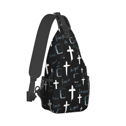 Jesus Christian Cross Crossbody Sling Bag For Women Men Adjustable Chest Bag Cute Shoulder Backpack Daypack For Sport Travel Hiking - color: Jesus Christian Cross 5