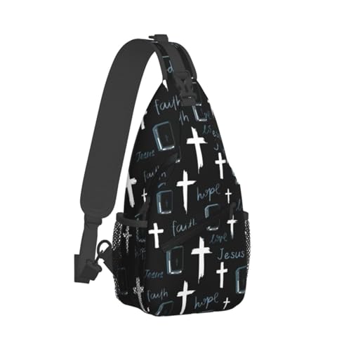 Jesus Christian Cross Crossbody Sling Bag For Women Men Adjustable Chest Bag Cute Shoulder Backpack Daypack For Sport Travel Hiking - color: Jesus Christian Cross 5
