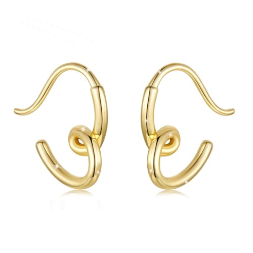 Turquoise Cross Hoop Earrings for Women 14K Gold Plated Infinity Angel Feather Pearl Turquoise Cross Star Hypoallergenic Post Christan Everyday Huggie Jewelry Gift - color: Gold Heart