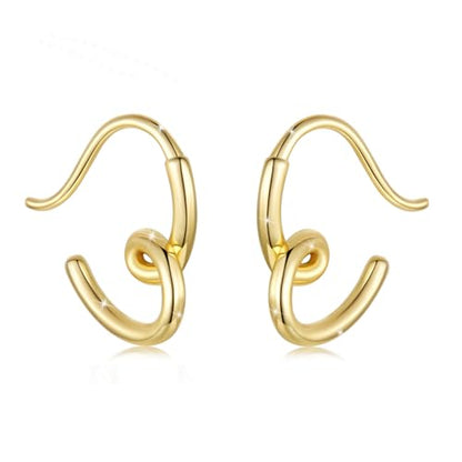 Turquoise Cross Hoop Earrings for Women 14K Gold Plated Infinity Angel Feather Pearl Turquoise Cross Star Hypoallergenic Post Christan Everyday Huggie Jewelry Gift - color: Gold Heart