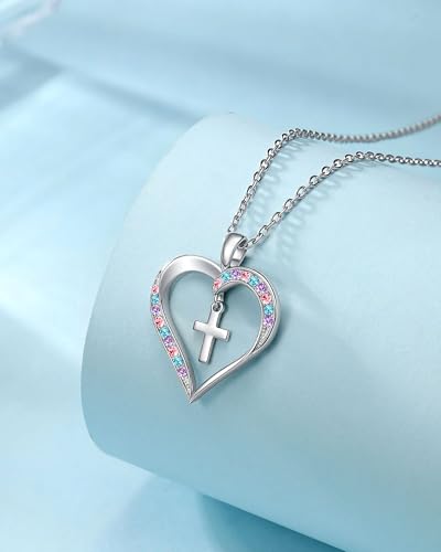 Cross Necklace Baptism First Communion Christening Religious Christian Easter Confirmation Gifts for Girls - style: Dear Lord bless this little girl
