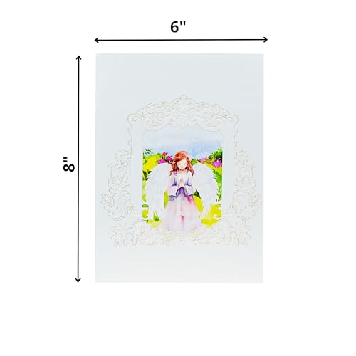 Guardian Angel Sympathy Cards with Envelopes, 3D Get Well Pop Up Cards for Women, Funeral Bereavement Memorial Christmas With Angel (6x8in Pray Angel) - color: Easter Angel