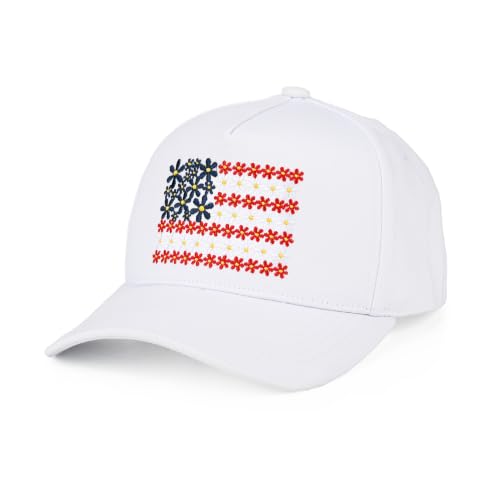 C.C Women's Criss-Cross Ponytail Trucker Hat - Snapback, One Size - color: Floral Flag-white