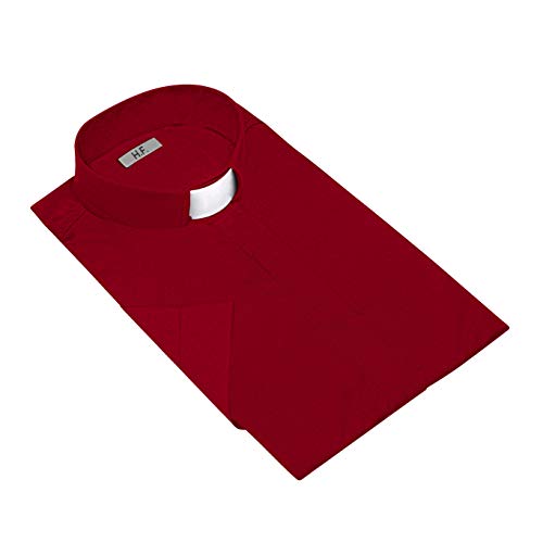 HFW Women's Clergy Shirt with Tab Collar Short Sleeves - color: Burgundy, size: 16