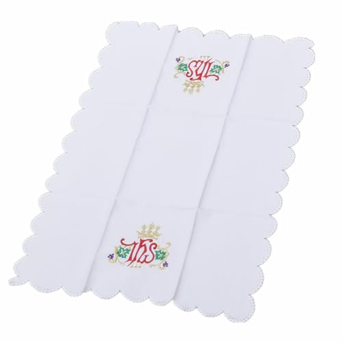 BLESSUME Church Mass Altar Cloth Purificator Cloth Cross Embroidery (White 6) - color: White 6