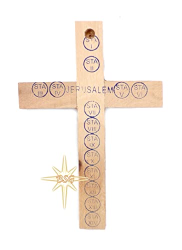 Dacaret Factory Wall Crucifix, Olive wood Cross, Wooden Catholic Cross for New Home, Religious Gift, Christmas Gifts, Holy Land Christian Spiritual Decor (6 Inches) Brown, Black with Grains - size: 6.3"L x 4"W