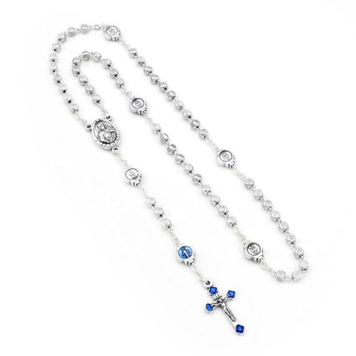 Catholic Rosary Beads with Metal Keepsake Gift Box Set - color: Mother & Child