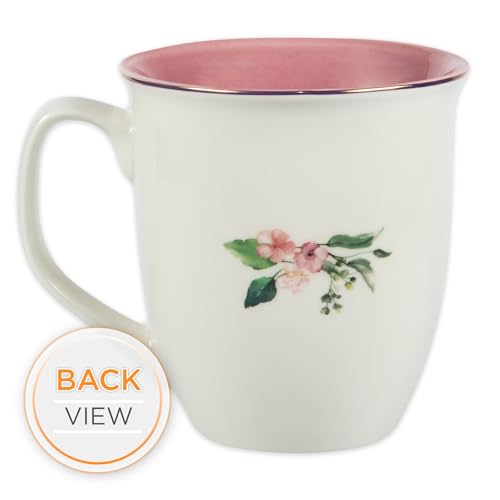 Christian Art Gifts Large Ceramic Inspirational Women's Coffee & Tea Mug - color: Pink Floral/Amazing Grace
