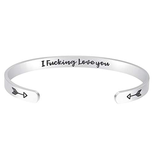Fesciory Inspirational Bracelets for Women, Stainless Steel Cuff Bangle - color: Silver-27