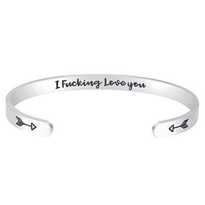 Fesciory Inspirational Bracelets for Women, Stainless Steel Cuff Bangle - color: Silver-27