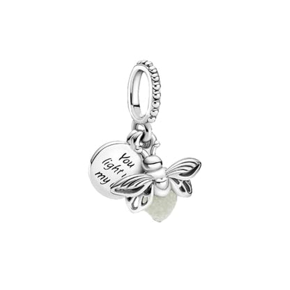 LUXILLA 925 Sterling Silver Charm Golden Family Tree Sparkling Cross Cute Dragon Charms Fits Bracelets Necklace Pendant Bead Jewelry Gift for Women Family Friends - color: Firefly Charm