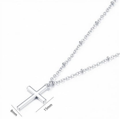 S925 Sterling Silver Over Cross Necklace for Women 1.5mm Bead Chain