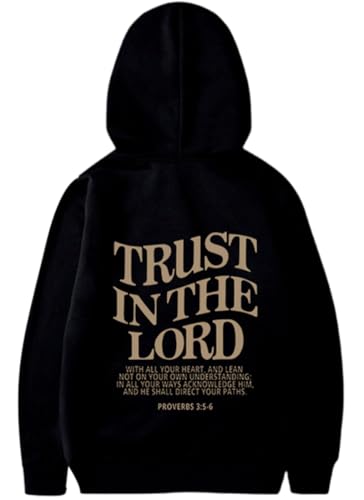 PANOZON TRUST IN THE LORD Hoodie Christian Faith Religious God Tops Man Woman Pullover Sweatshirt Y2K Longsleeve - color: 1-black, size: 3X-Large