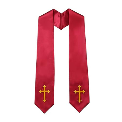 Clergy Stole & Choir Stole with Embroidered 60/72" - color: Maroon, size: 72 inch