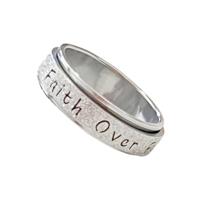 Inspirational Anxiety Relief Fidget Spinner Stackable Finger Rings for Women Men Just Breathe Let Them for Women Men Jewelry Dull Polish Titanium Steel Birthday Wedding - color: Faith(can spinner)