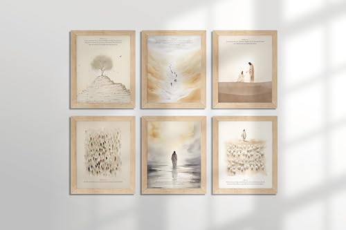 TwoDays Framed Christian Wall Art, Bible Verse Prints, 8 x 10 in, 6-Piece