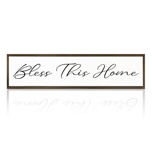 Rustic Home Signs, Christian Family Decor, Front Door Porch Decoration, Wall Decoration for Living Room, Desktop Decor, Housewarming Gift, Bless This Sign Home Sign 17.8x4x1.2 inches - color: Day Sign 12