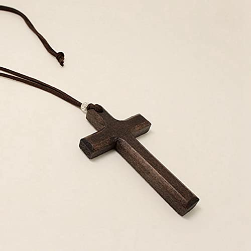 Wooden Cross Necklace For Men Women, Wood Cross Pendant Necklaces For Car Rearview Mirror Charms, Wall, Christian Jewelry(E) - color: Cross-Wood-E-1pc-8.3Brown