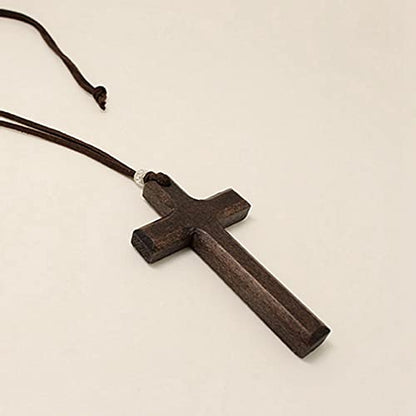 Wooden Cross Necklace For Men Women, Wood Cross Pendant Necklaces For Car Rearview Mirror Charms, Wall, Christian Jewelry(E) - color: Cross-Wood-E-1pc-8.3Brown