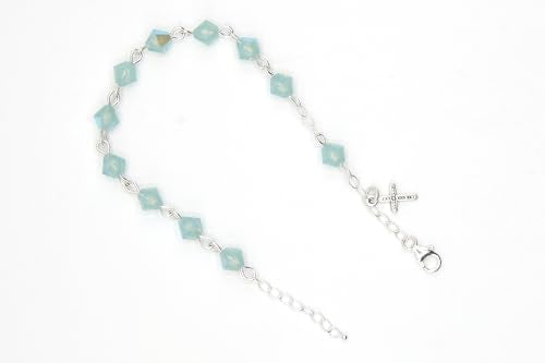 Catholic Communion Rosary Bracelet Created with Swarovski® Crystals, Glass - color: Pacific Opal - October