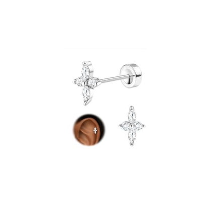JeryWe Cartilage Earrings for Women Hypoallergenic Helix Piercing Jewelry - color: H:simple-silver filled