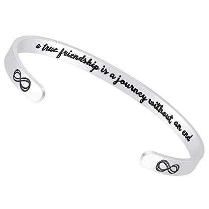 Fesciory Inspirational Bracelets for Women, Stainless Steel Cuff Bangle - color: Silver-13