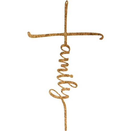 Family Cross Metal Wall Art - 14" X 24" - Hammered Silver - color: Hammered Silver, size: 24"L x 14"W
