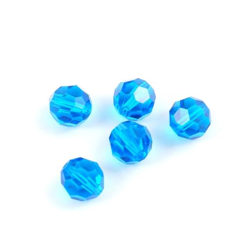 100pcs Adabele Austrian 4mm (0.16 Inch) Small Faceted Round Crystal Beads Capri Blue Compatible with Swarovski Crystals Preciosa - color: Capri Blue, size: 4mm Small (100pcs)