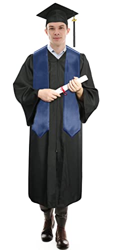 Plain Graduation Stole Sash 60 Inch Unisex Adults Solid - color: Navy Stole