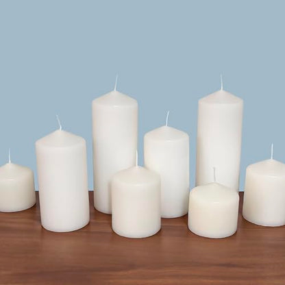 Stonebriar Unscented White Tall Pillar Candles, 80 Hour Burning Candle Pillars, Perfect for Decor, Weddings, Emergencies 3" X 8", 6 count - size: 3 x 8 inches, style: Pack of 6