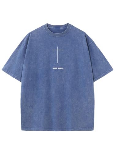 Good News Cross Vintage Washed Oversized Short Sleeve Unisex T-Shirt - size: Large
